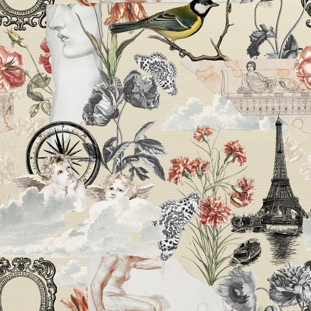 Editable beige aesthetic vintage collage