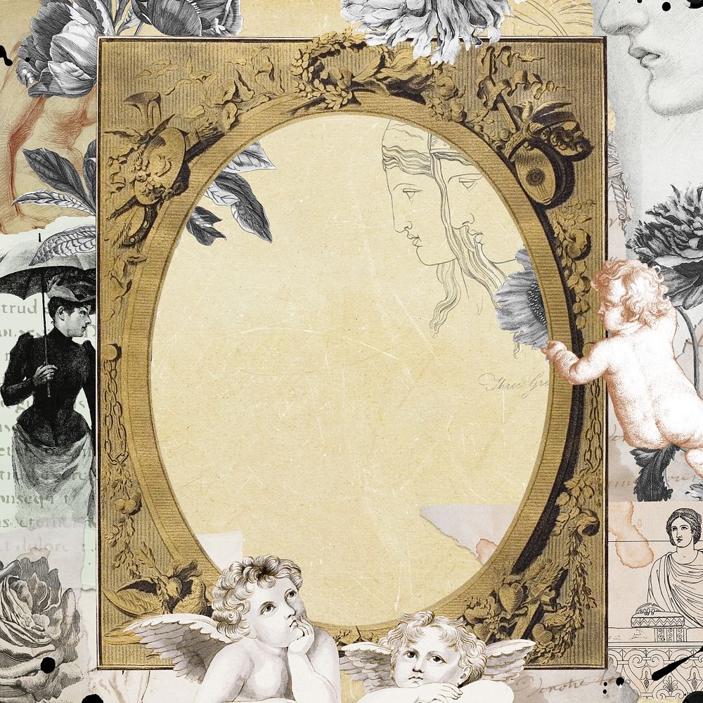 Editable vintage collage frame background