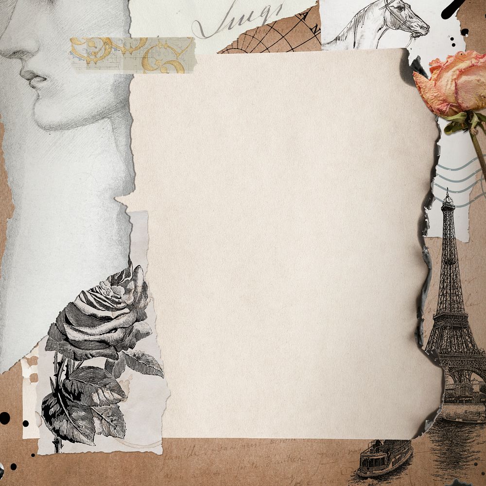 Editable vintage paper collage background