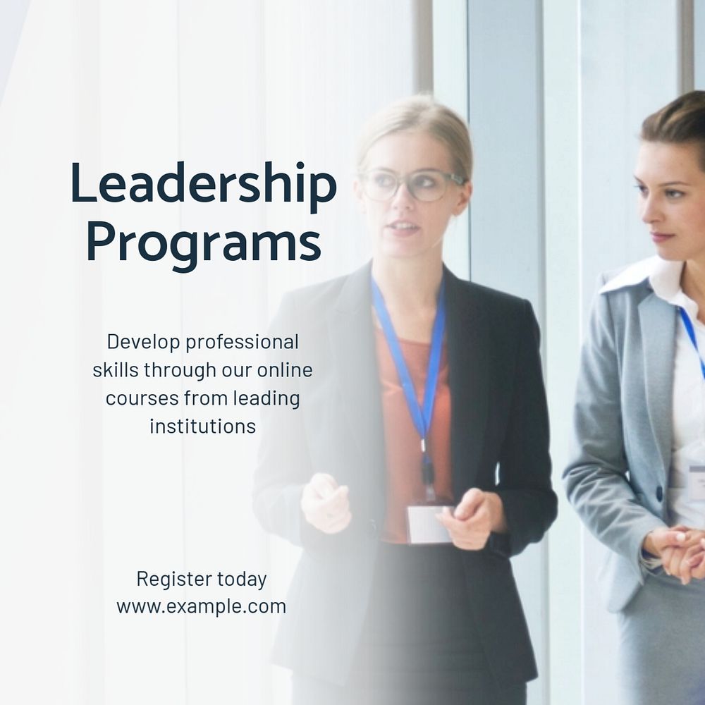 Leadership programs Instagram post template, editable text