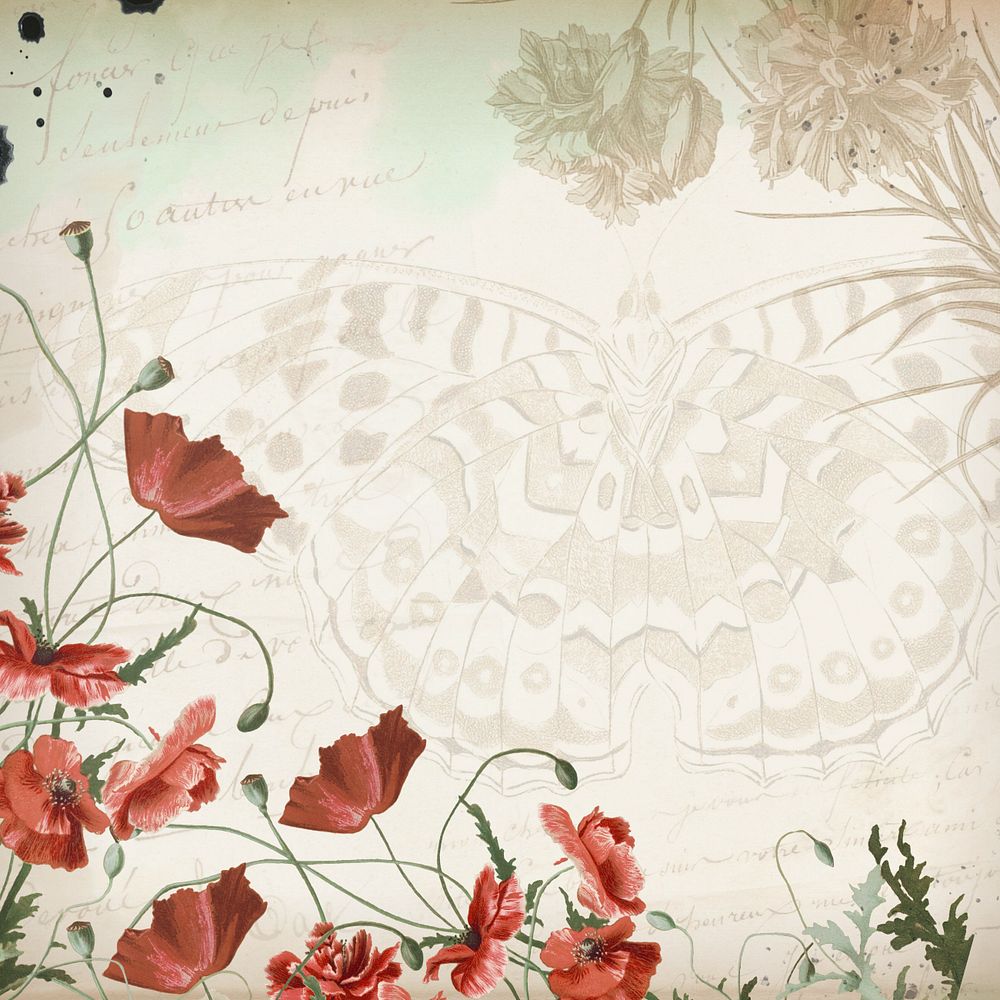 Editable vintage flower border background