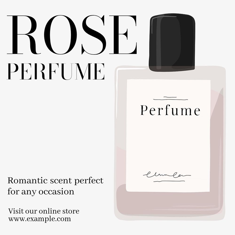 Rose perfume  Instagram post template, editable text