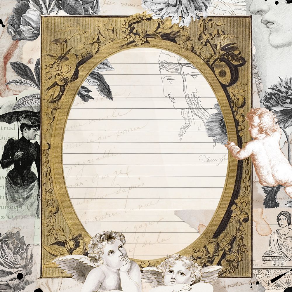 Editable collage vintage frame background