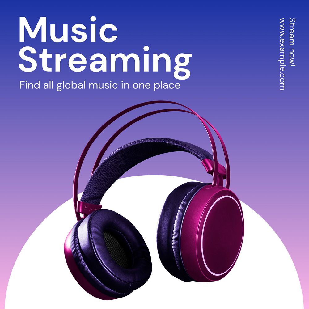 Music streaming Instagram post template, editable text