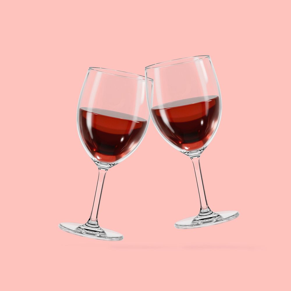 3D clinking wine glasses, element editable illustration