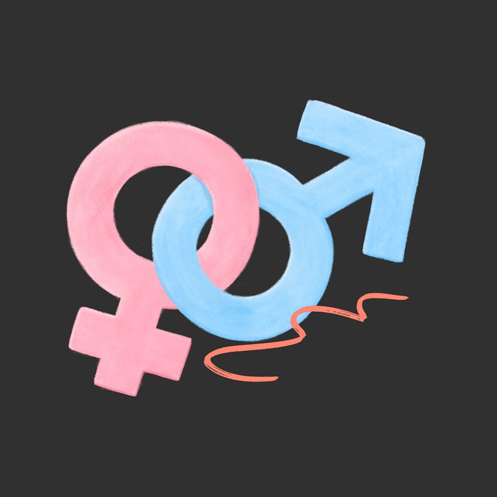 Gender equality aesthetic illustration black background, editable design