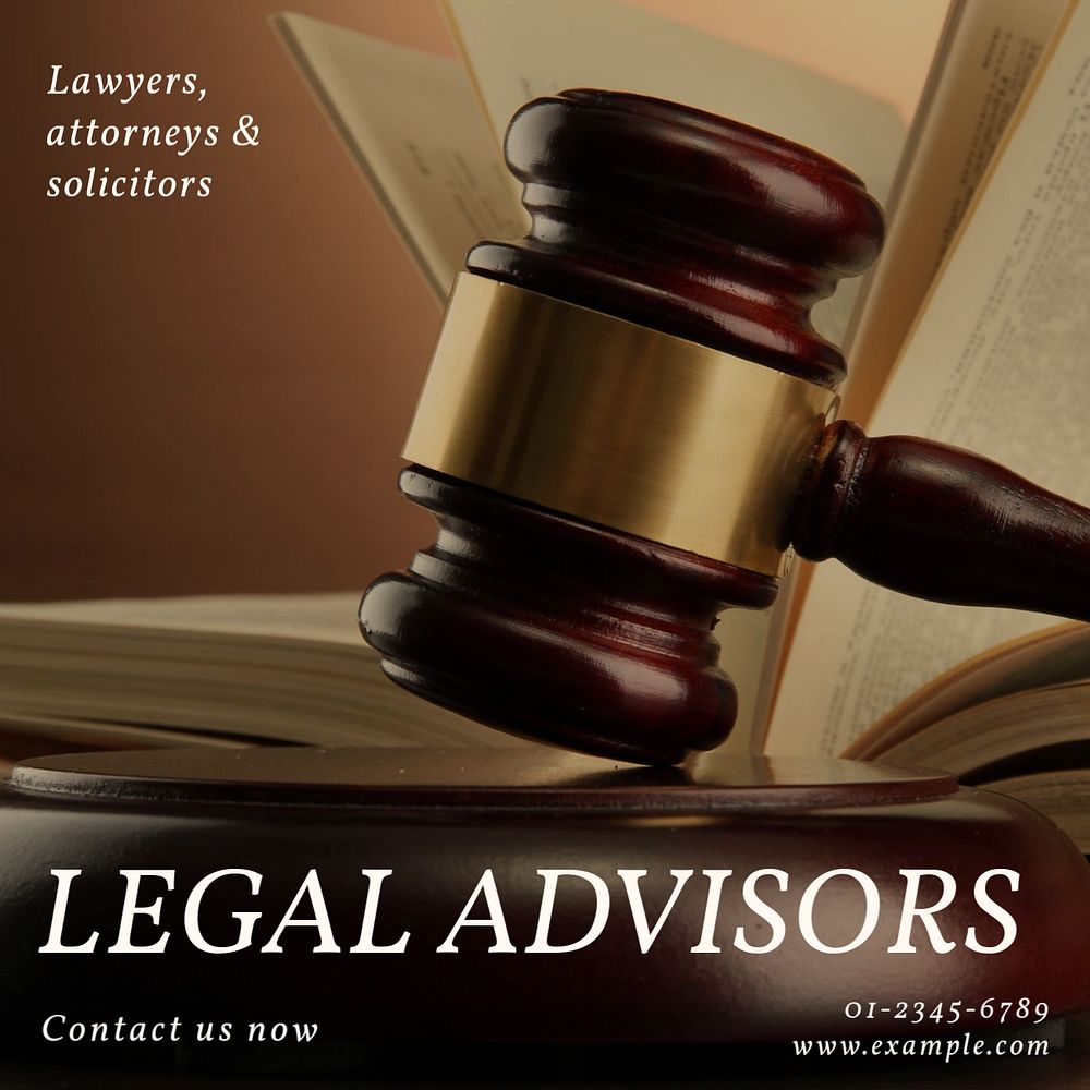 Legal advisors Instagram post template, editable text