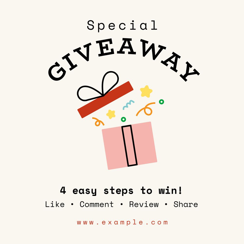 Special giveaway Instagram post template, editable text