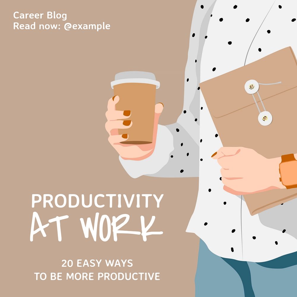 Work & productivity Instagram post template, editable text