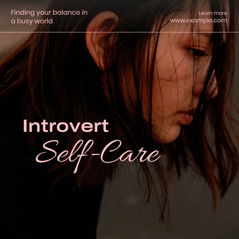 Introvert self-care Instagram post template, editable text