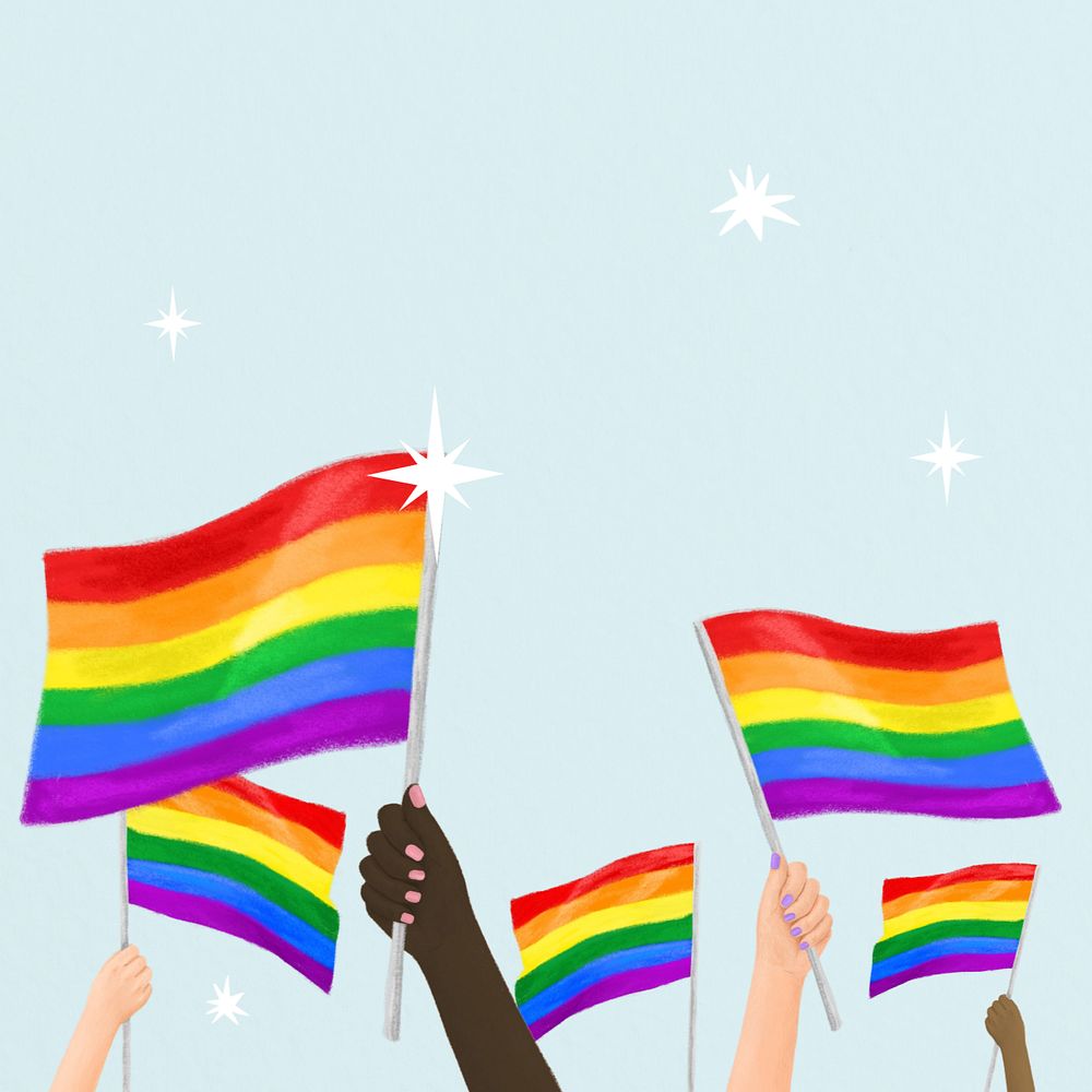 Blue lgbt rights aesthetic illustration background, editable design