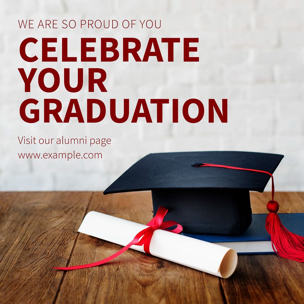 Graduation Instagram post template, editable text