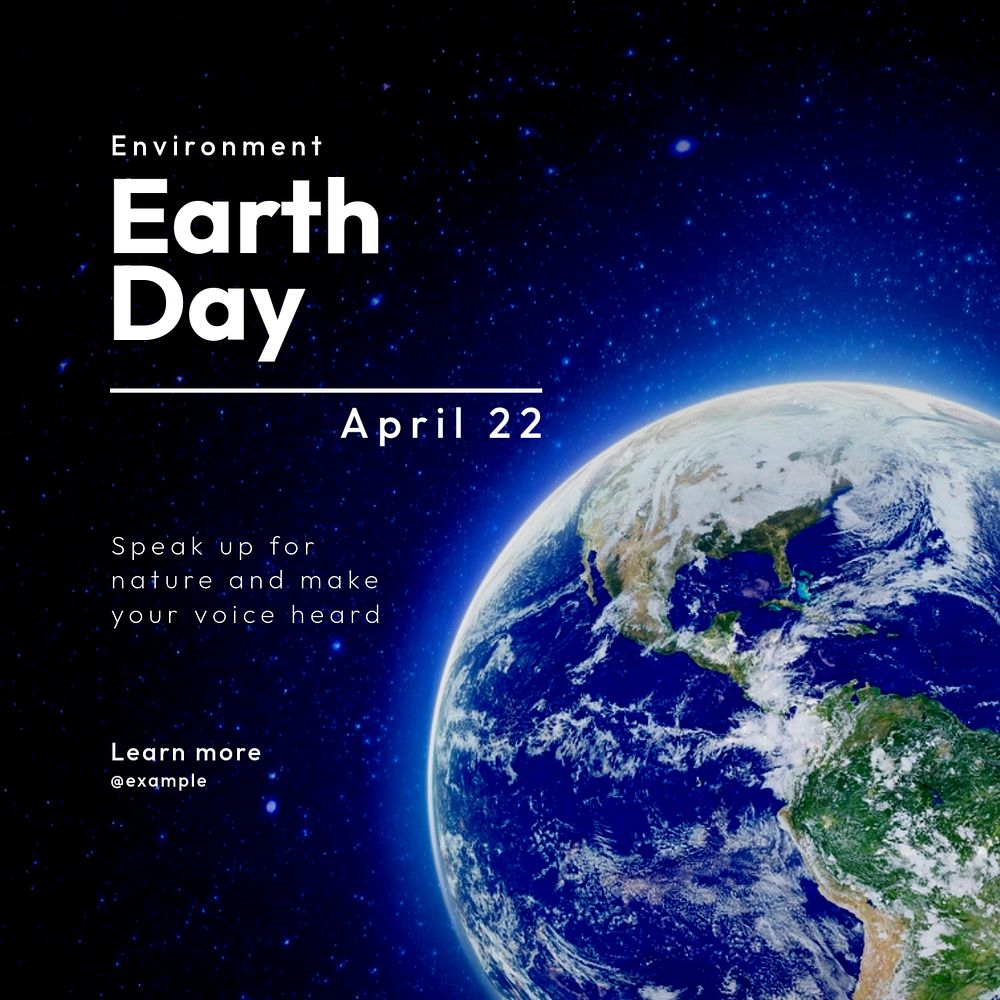 Earth day Instagram post template, editable text