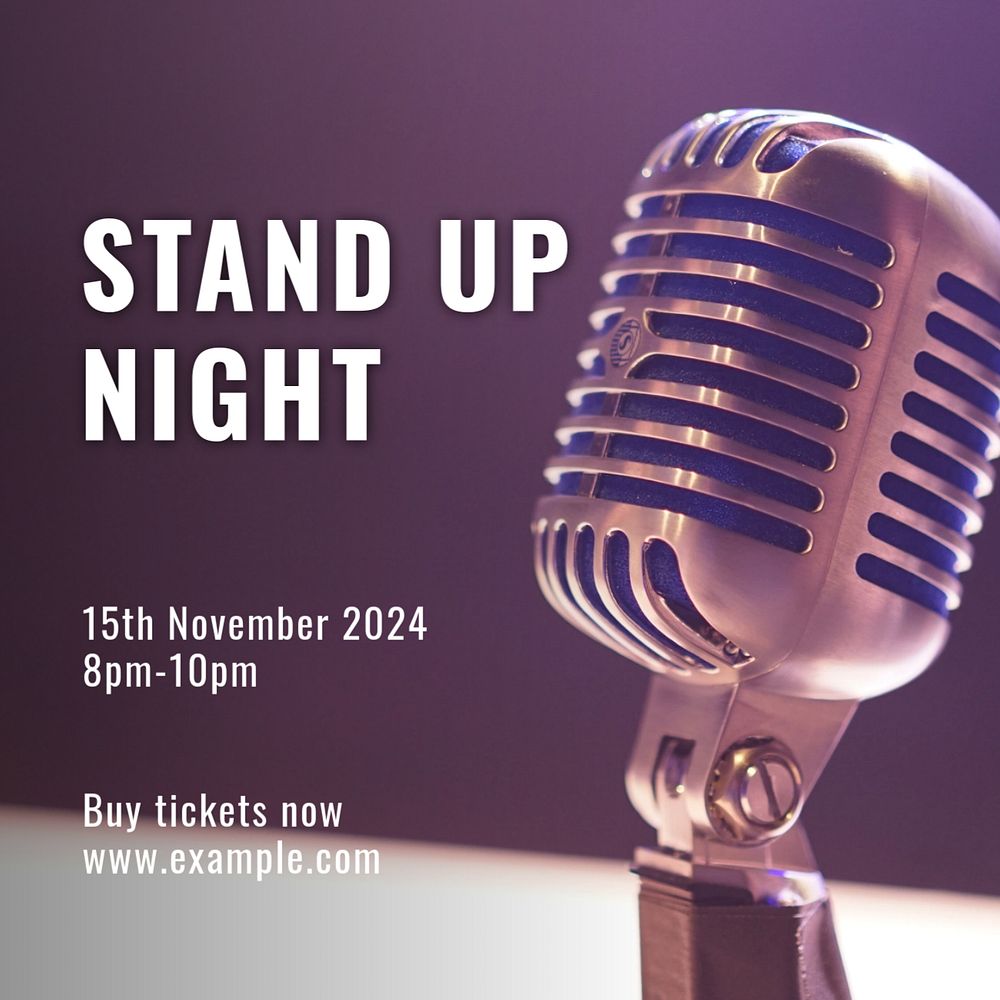 Standup comedy night Instagram post template, editable text