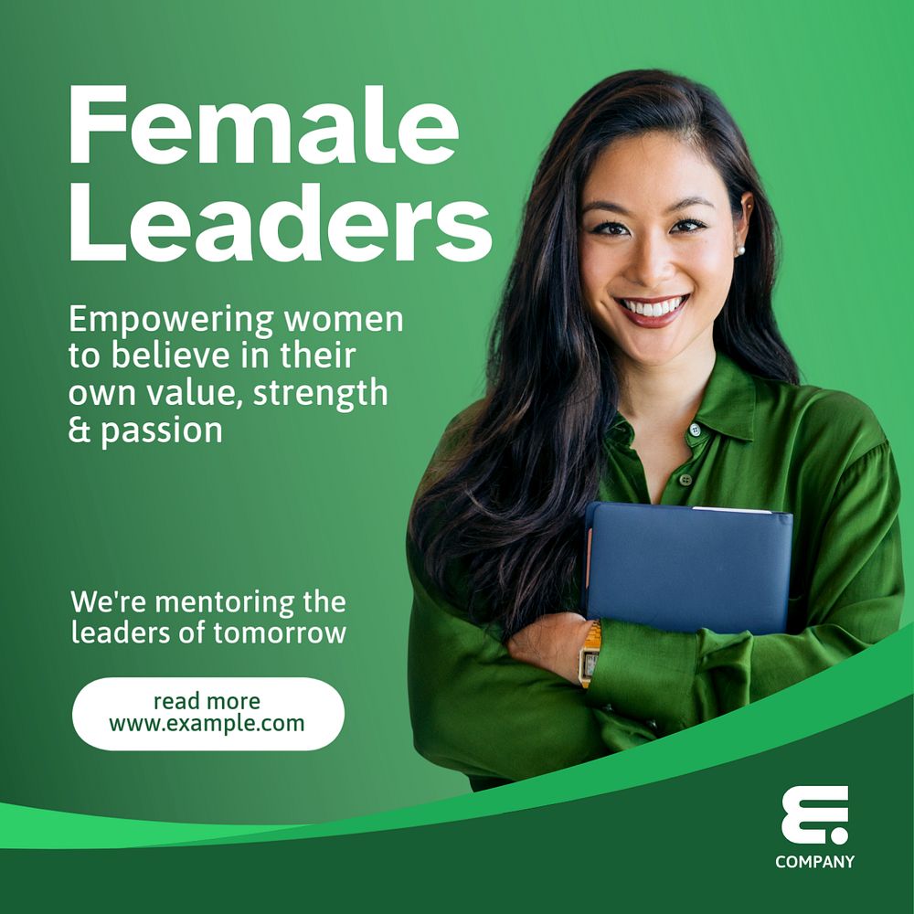 Female leaders Instagram post template, editable text