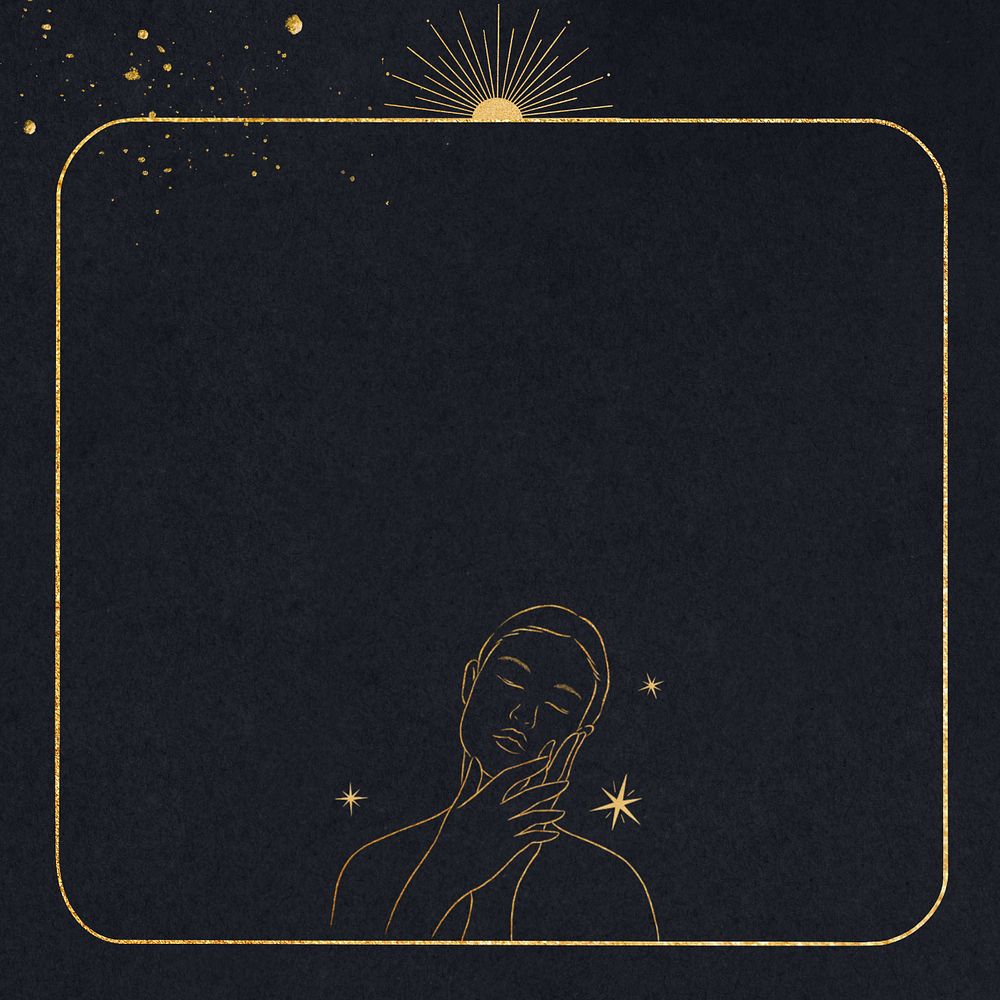 Gold woman line art, spiritual elements remix, editable design