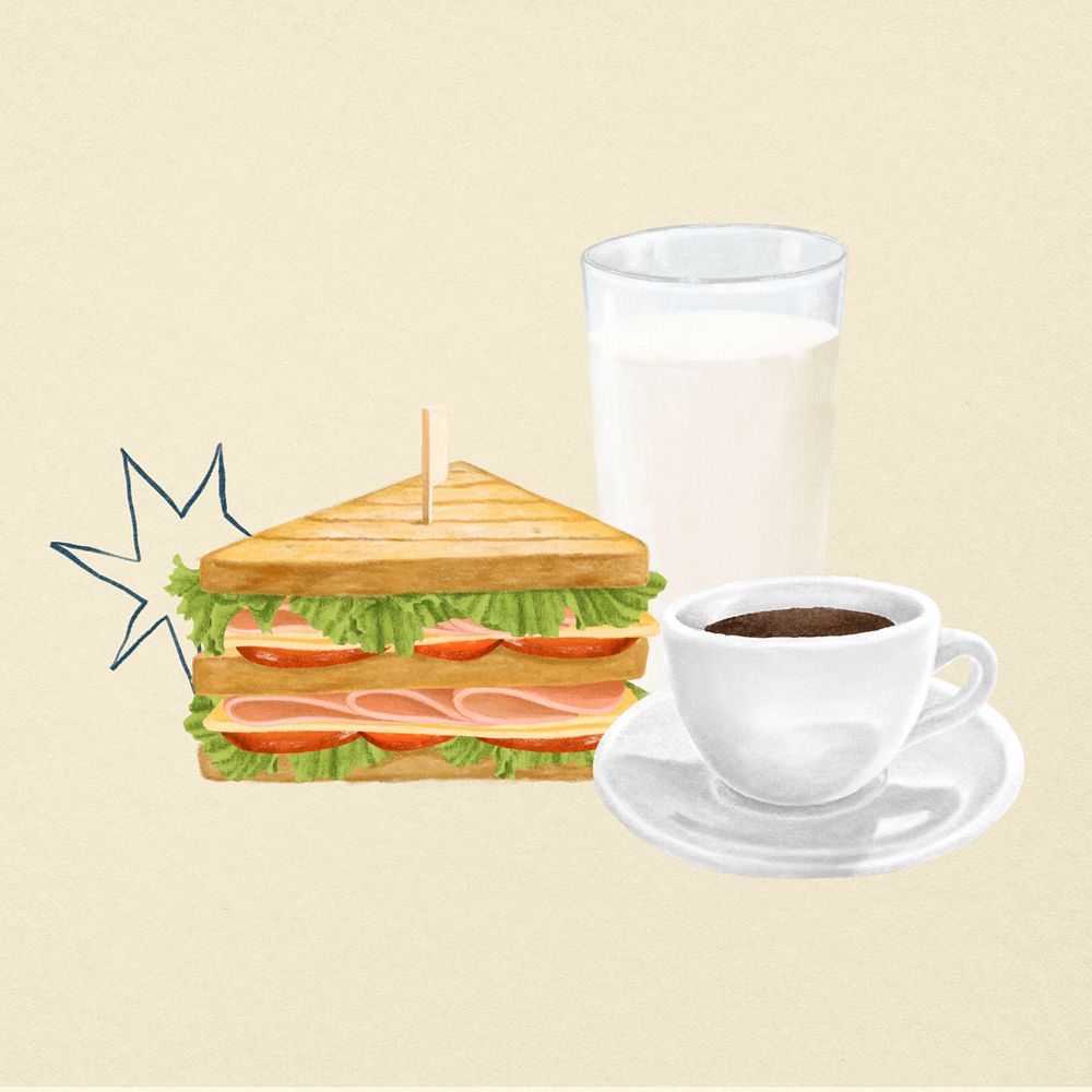 Lunch sandwich meal, aesthetic background, editable design