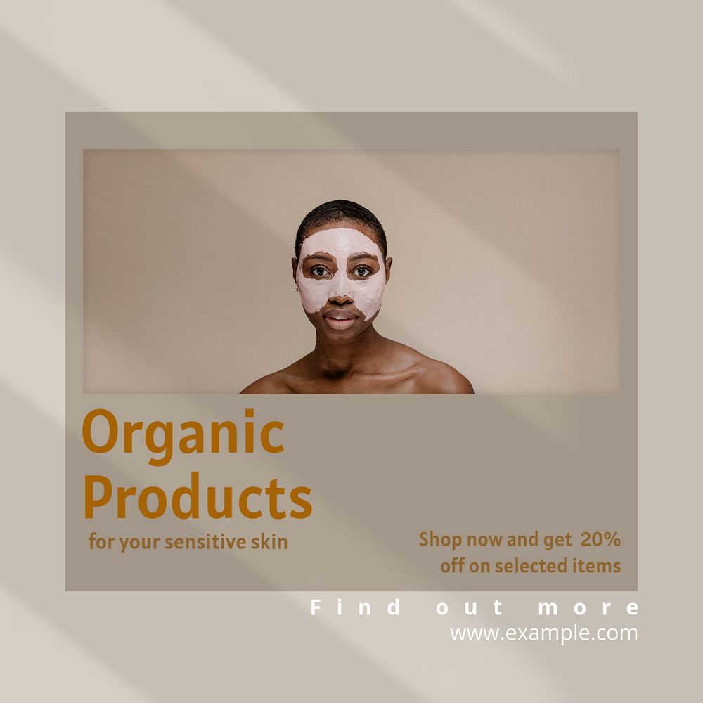 Organic products Facebook post template, editable design Instagram post template, editable text