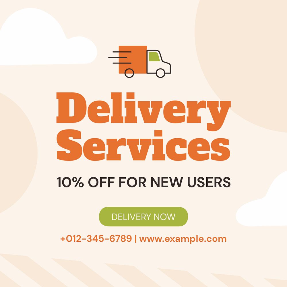 Delivery service Instagram post template, editable text