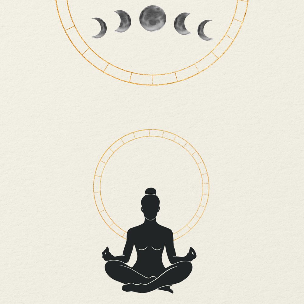 Meditation silhouette, spiritual elements remix, editable design