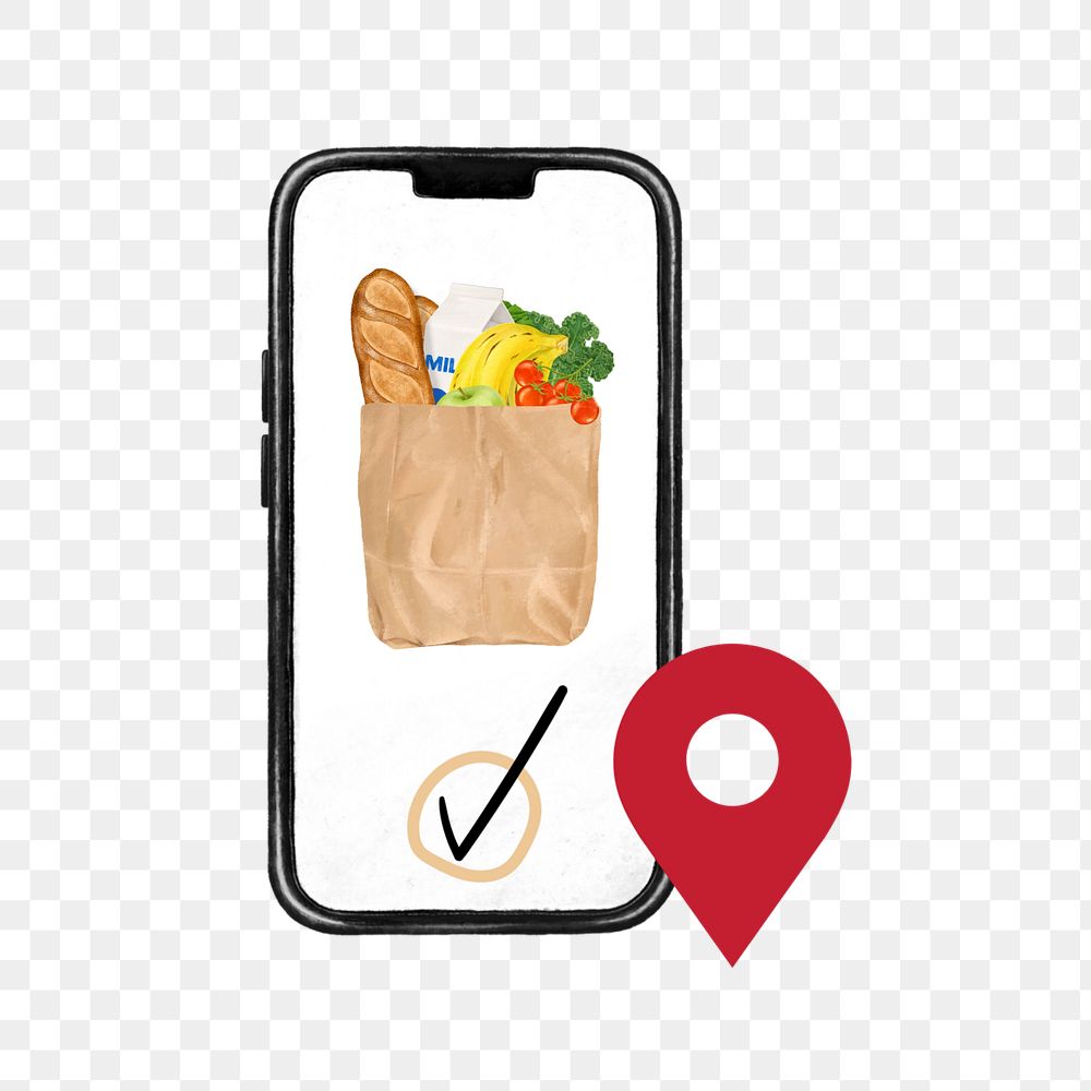 Grocery delivery png element, aesthetic illustration, editable design