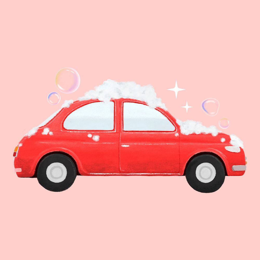 Red car wash illustration background, editable design