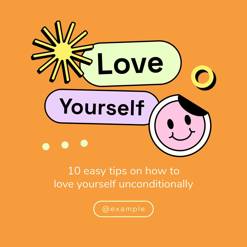 Love yourself Instagram post template, editable text