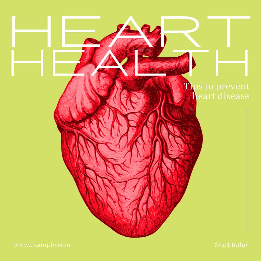 Heart health Facebook post template, editable design