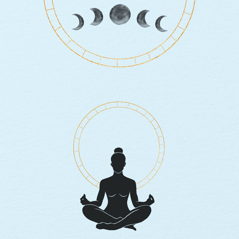 Meditation illustration, spiritual elements remix, editable design