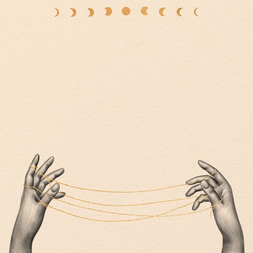 Hands and thread, spiritual elements remix, editable design