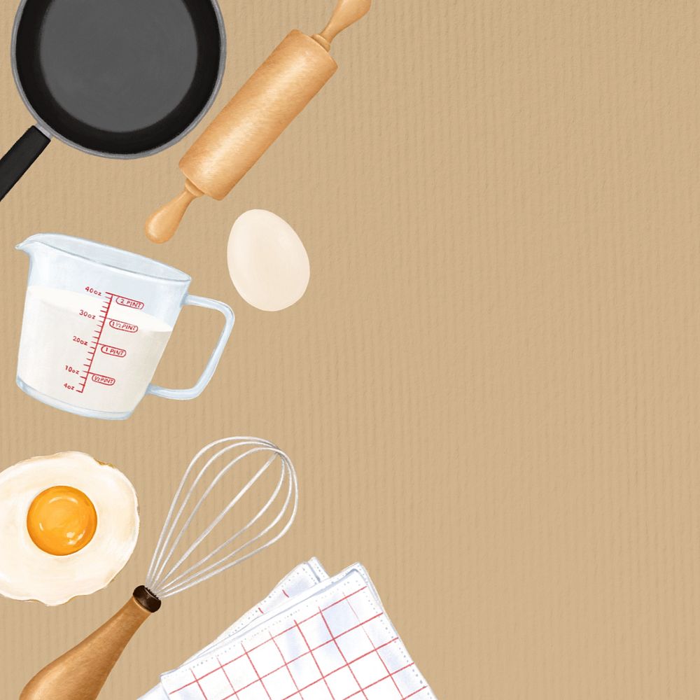 Brown cooking border aesthetic illustration background, editable design