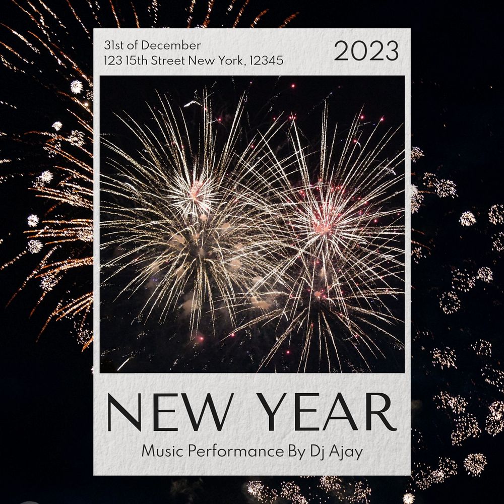 New year party Instagram post template, editable text