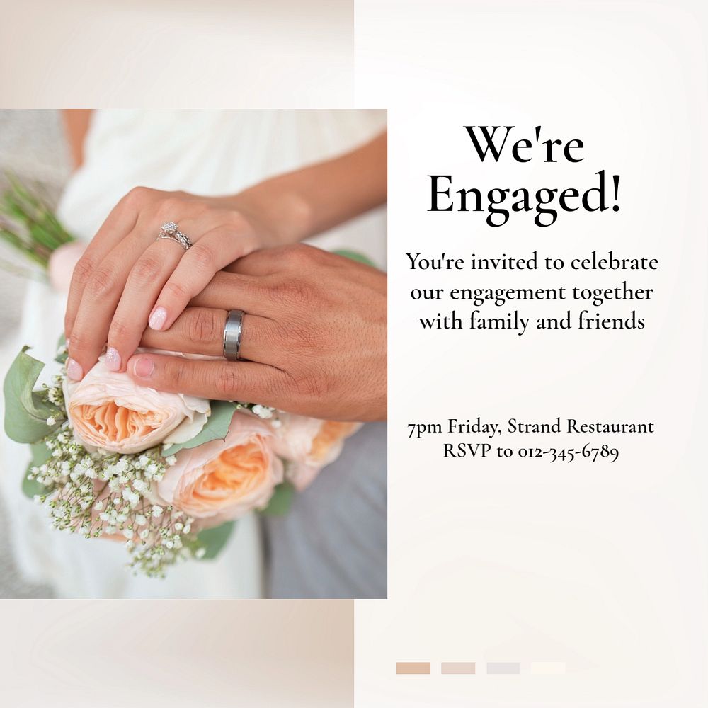 Engagement invitation  Instagram post template, editable text