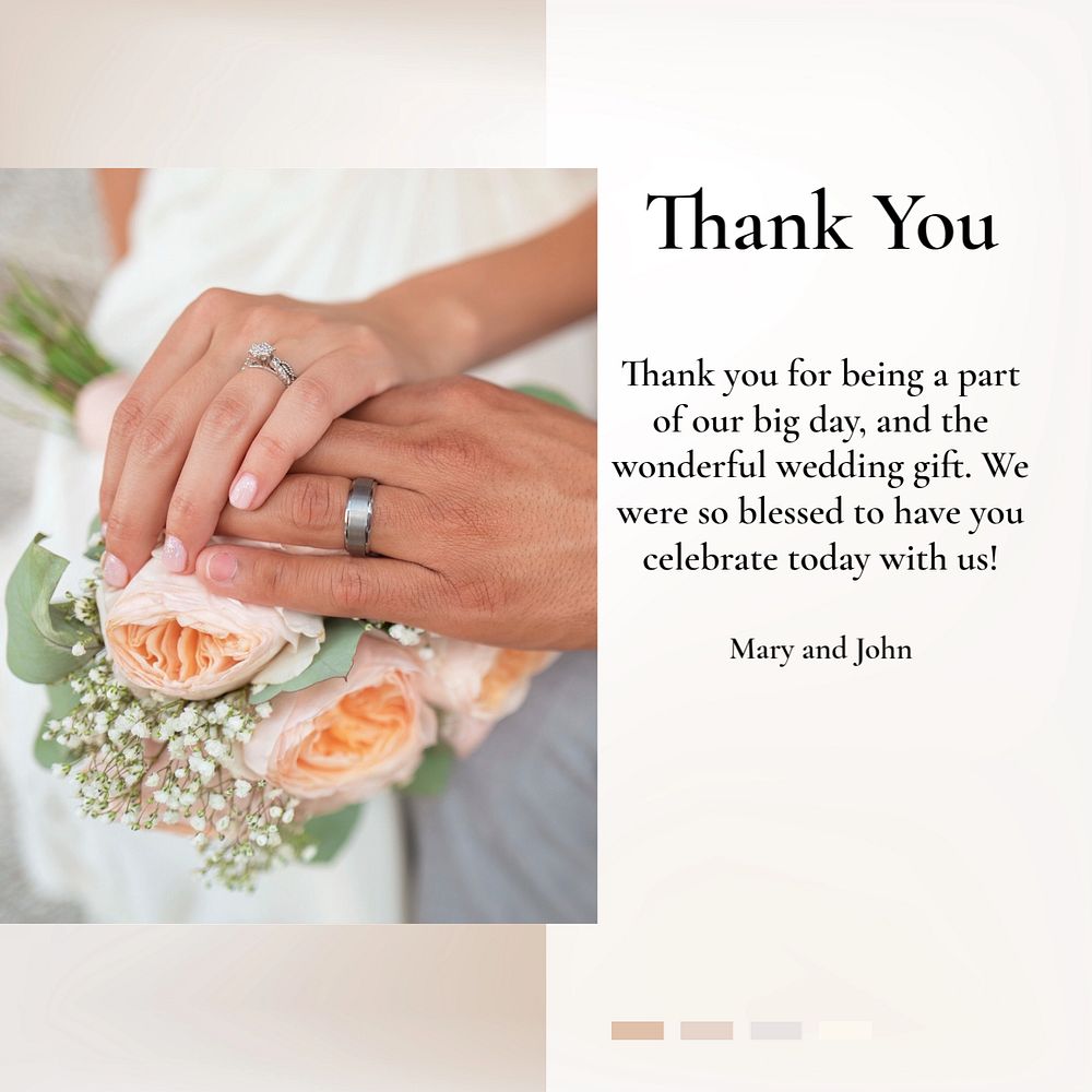 Thank you message  Instagram post template, editable text