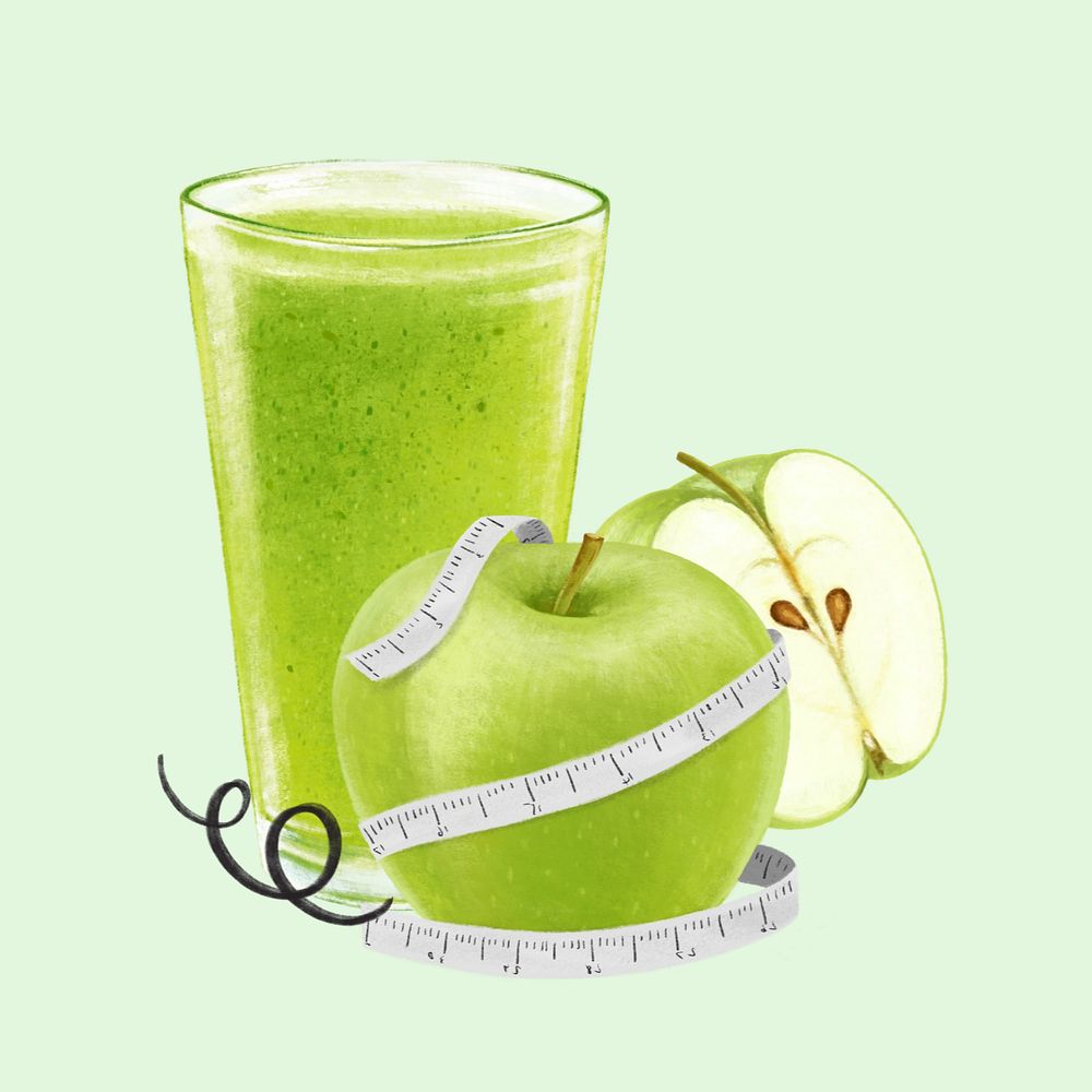 Juice health weight loss illustration background, editable design