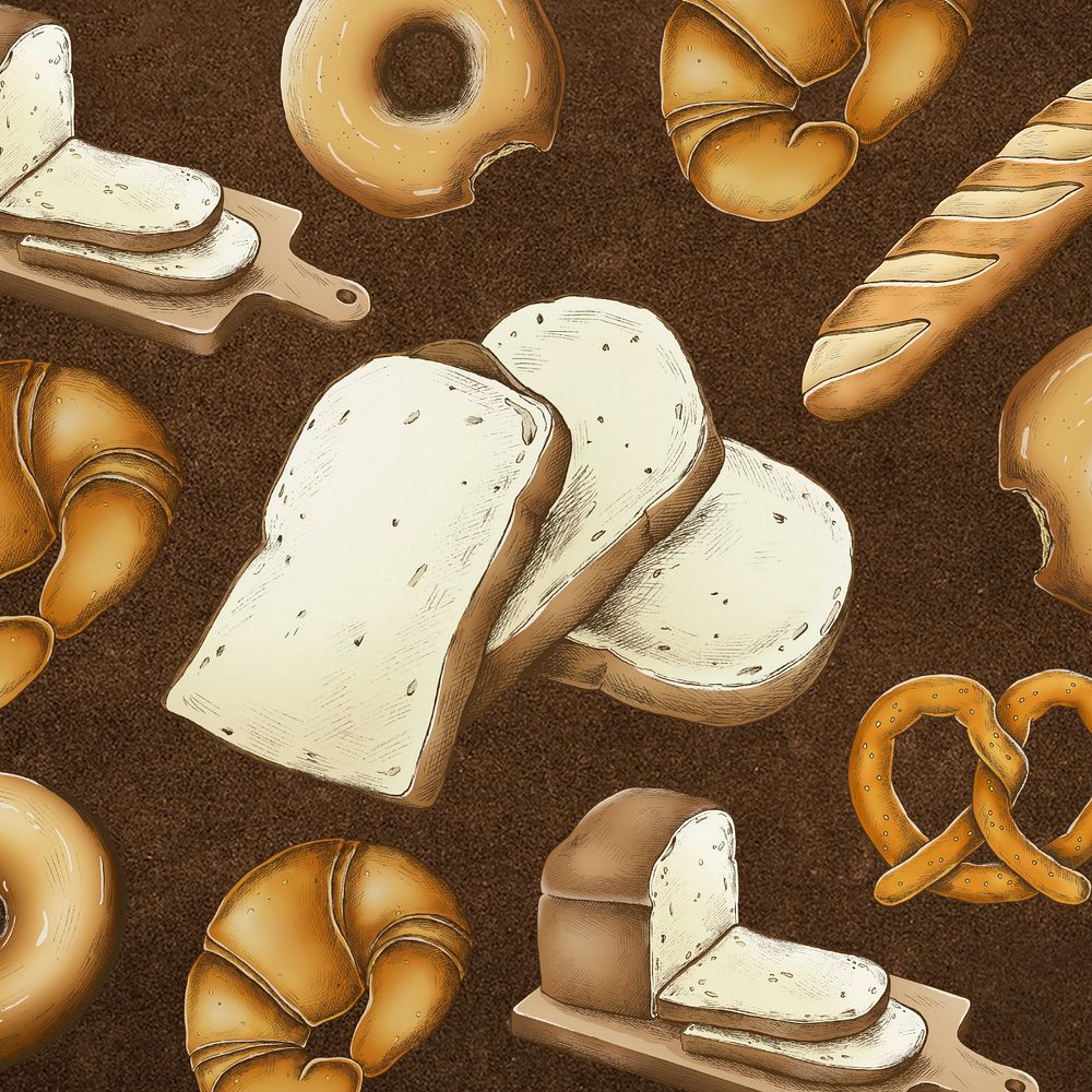 Bread illustration editable brown background