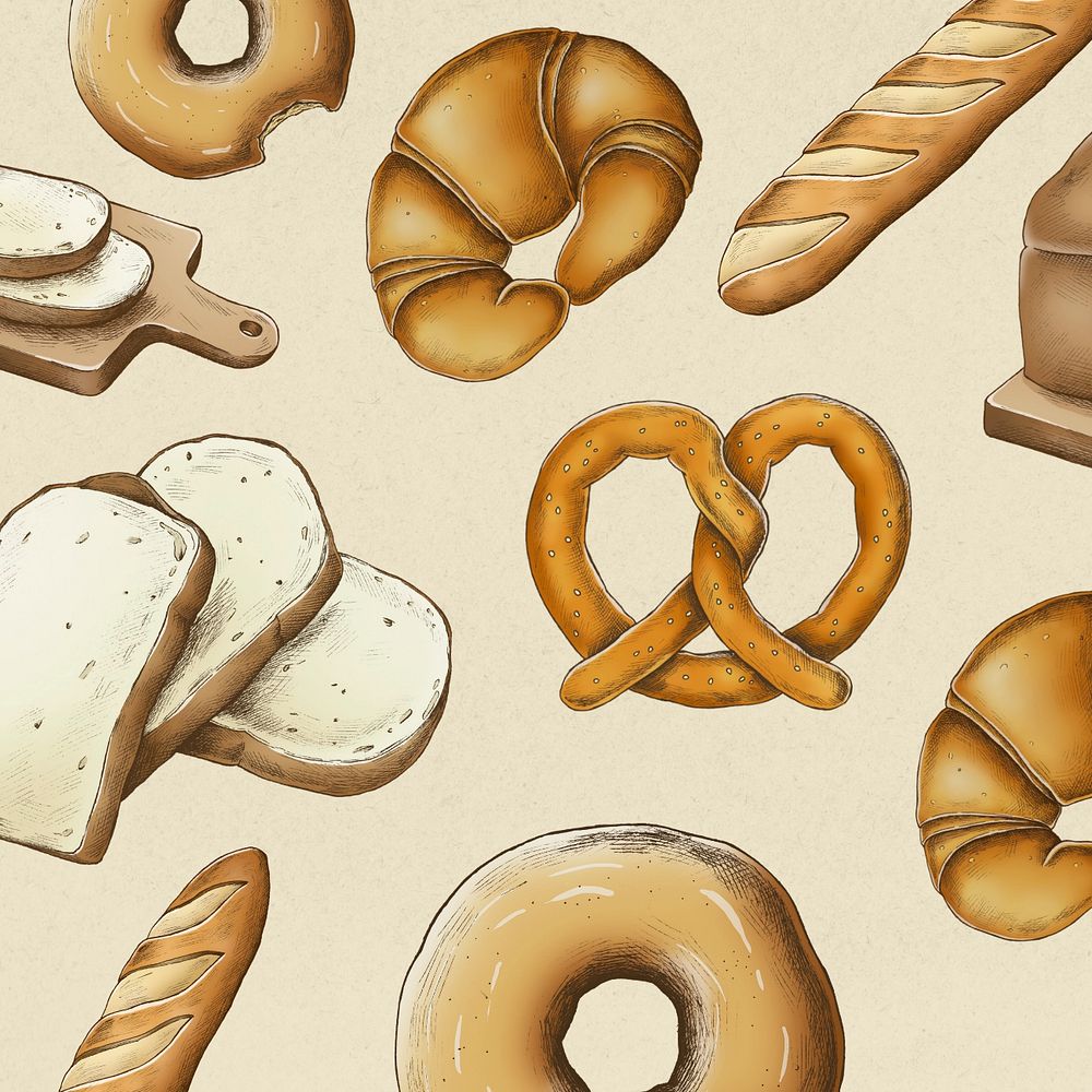 Bread illustration editable background