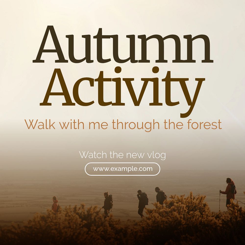 Autumn forest walk  Instagram post template, editable text