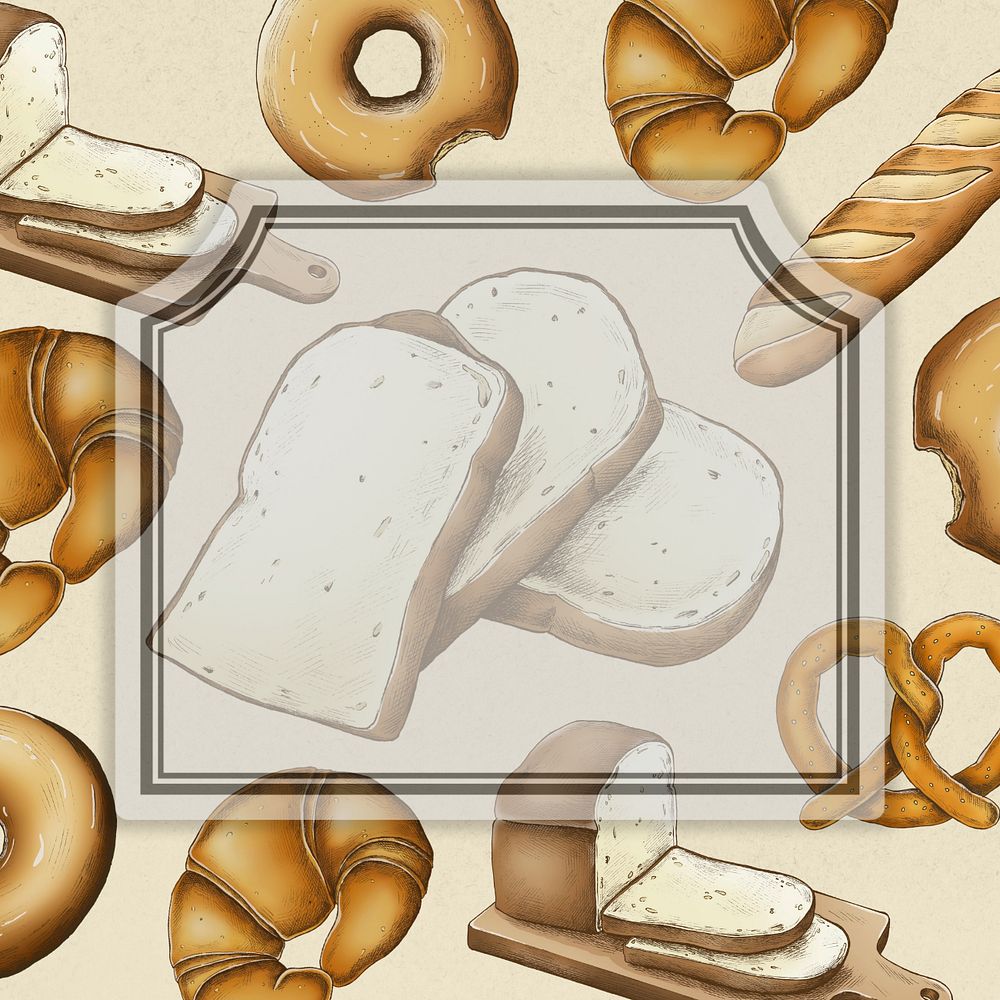 Vintage frame editable bread background