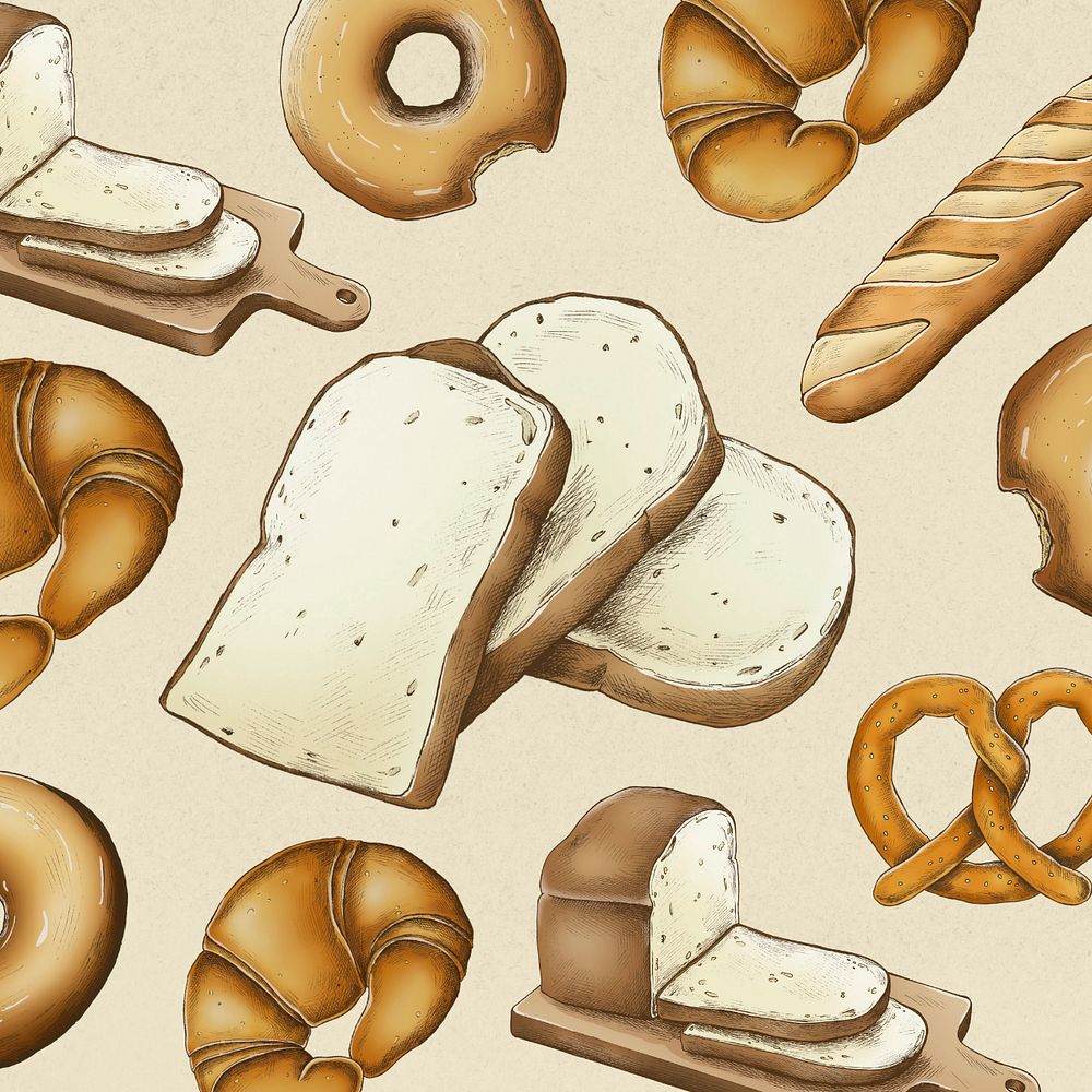 Bread illustration editable background