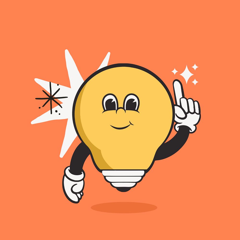 Creative idea retro illustration, orange editable design