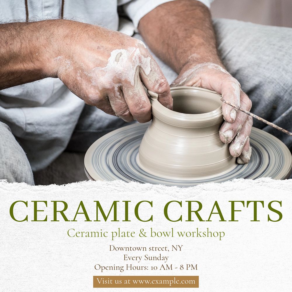 Ceramic craft  Instagram post template, editable text