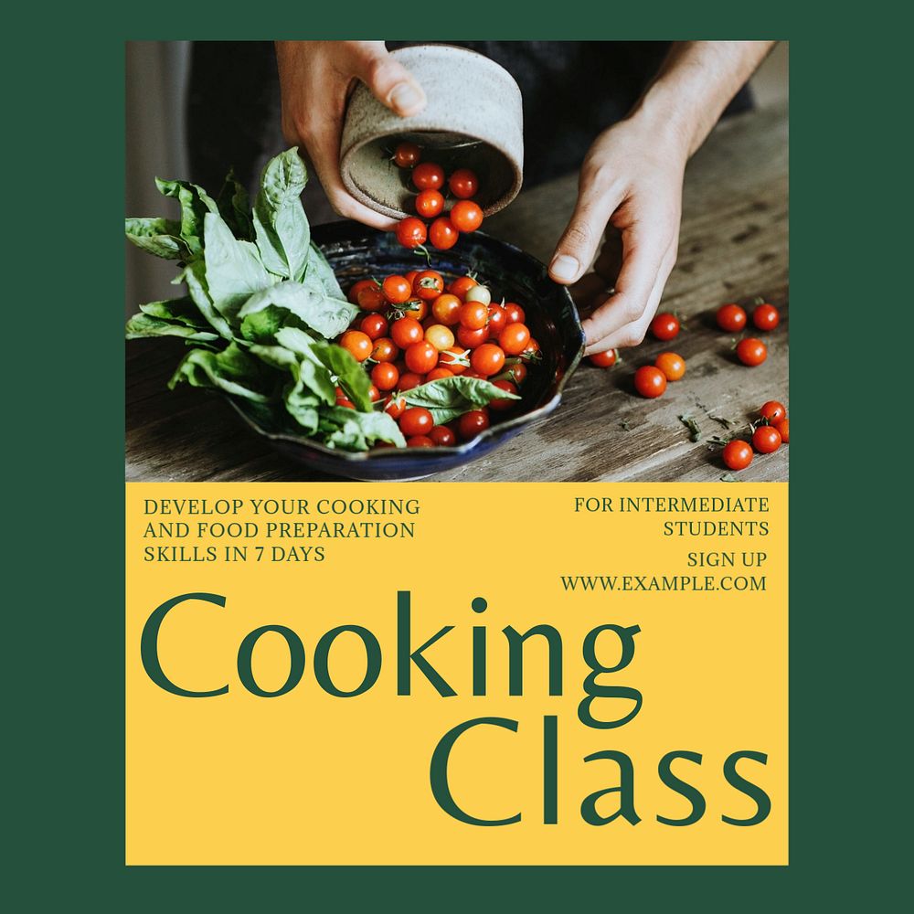 Cooking class  Instagram post template, editable text