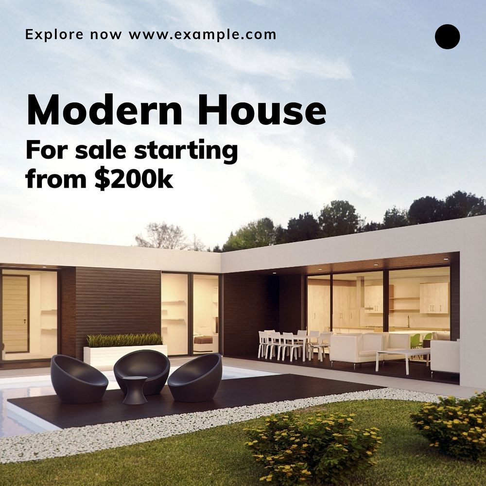 Modern house  Instagram post template, editable text