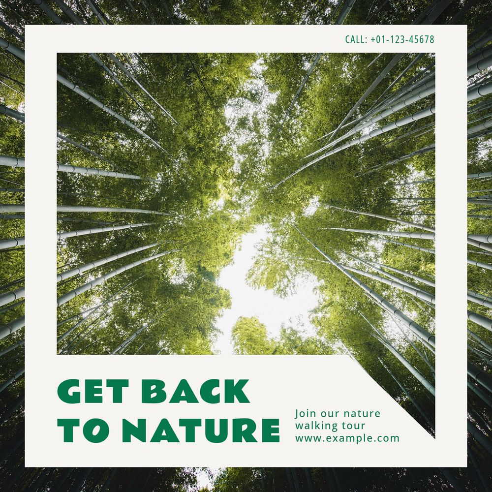 Get back to nature Instagram post template, editable text