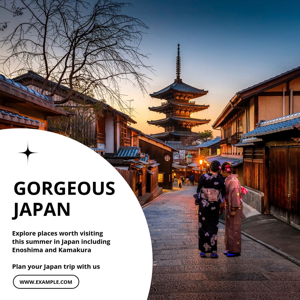 Japan travel ads  Instagram post template, editable text