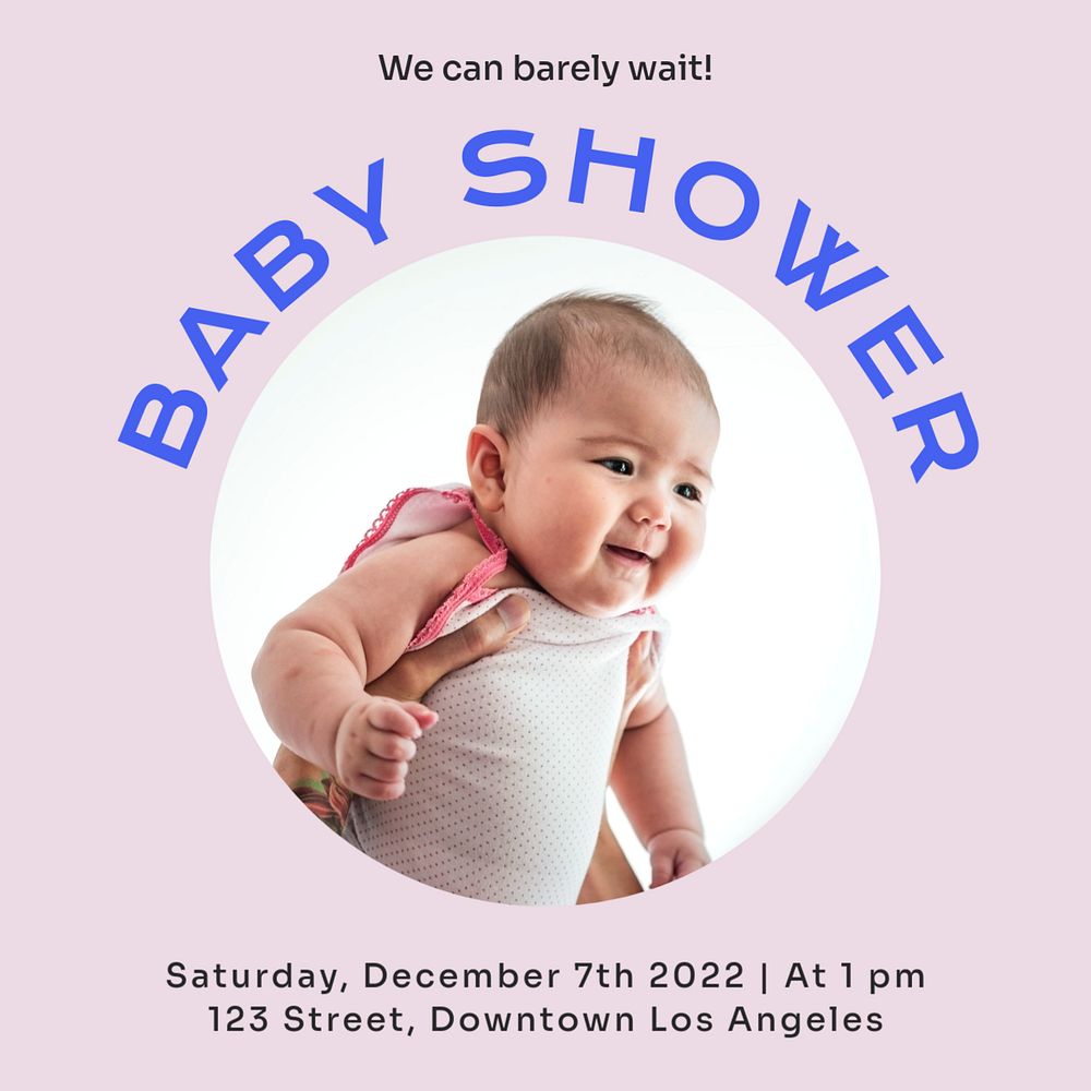 Baby shower  Instagram post template, editable text