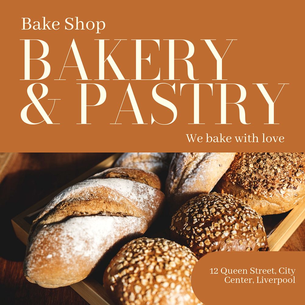 Bakery & pastry  Instagram post template, editable text