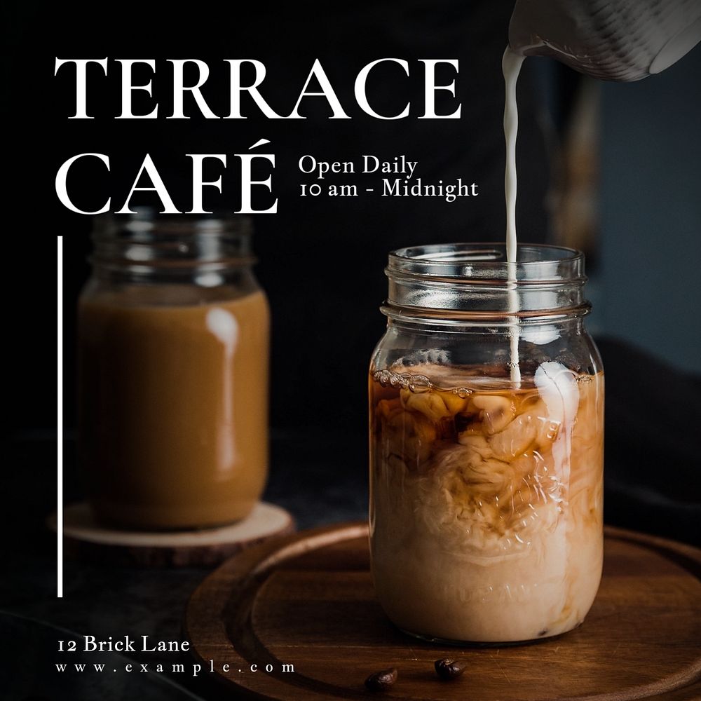 Terrace cafe  Instagram post template, editable text