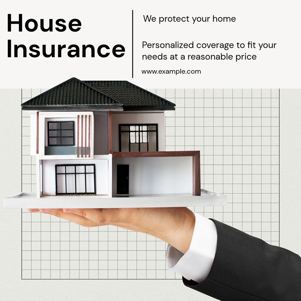 House insurance Instagram post template, editable text